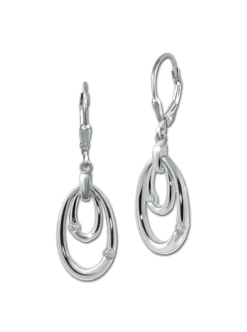 SilberDream Ohrringe Silber 925 Sterling Silber, glanz Ovale Ohrhänger ca. 3,8cm