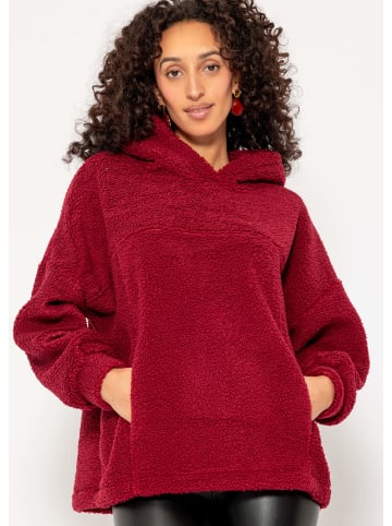 SASSYCLASSY Oversize Teddy Pullover mit Kapuze in Weinrot