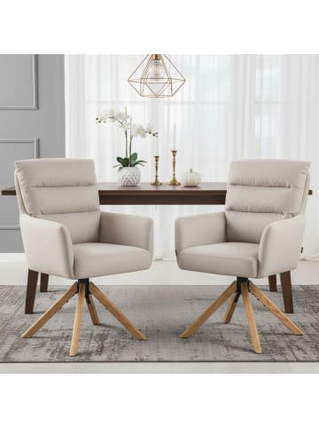 DUBI Möbel 2er-Set: Drehstuhl Mika-Jule in Creme - (B)59 x (H)94 x  (T)66 cm