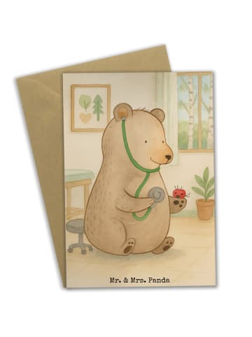 Mr. & Mrs. Panda Klappkarte Bär Arzt Design ohne Spruch in Weiß