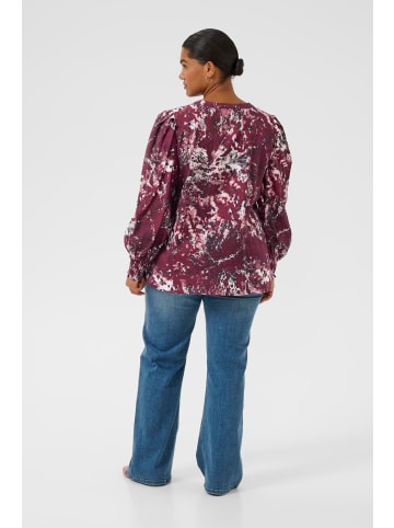 KAFFE curve Bluse langarm KCmina Regular fit in Red/Black Abstract Graphic
