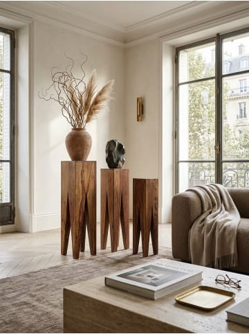KADIMA DESIGN Beistelltisch-Set mit 3 Giraffenbeinen, Massivholz, rustikales Ambiente in Braun