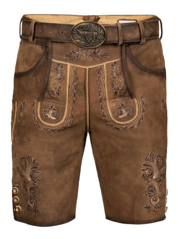 Edelnice Kurze Wildbock Lederhose Markus in dunkelbraun