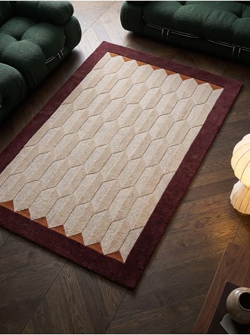 KADIMA DESIGN Wollteppich fussbodenheizung-geeignet DARENT Wabenmuster Flur in Bordeauxrot
