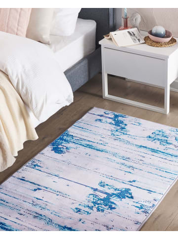 Beliani Kurzflor BURDUR in Blau/Beige - (W) 80 x (H) 0.5 x (L) 150 cm