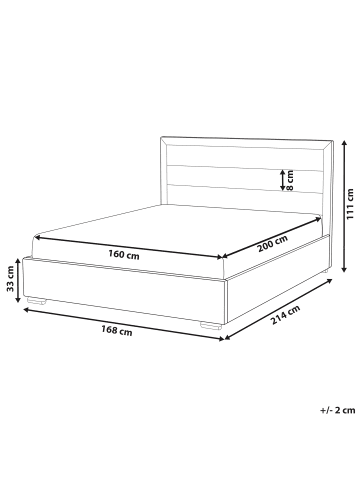Beliani Doppelbett ROUEN in Grau/Schwarz - (W) 166 x (H) 112 x (L) 213 cm