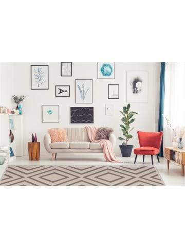 Kayoom Kurzflor Teppich Lina 525 in taupe - rechteckig