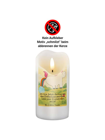 Mr. & Mrs. Panda Laternenkerze Einhorn Pupsen Design mit Spruch in Weiß