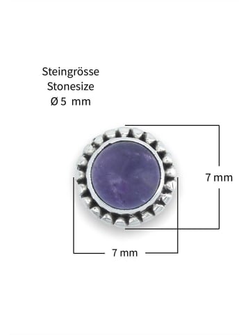 mantraroma 925er Silber - Ohrstecker (L) 7 x (B) 7 mm mit Amethyst