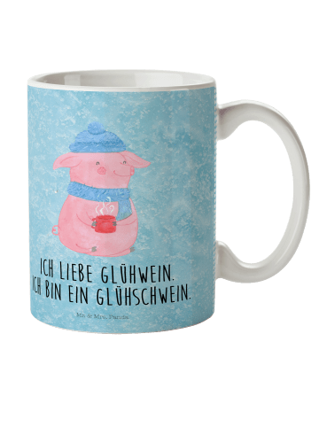 Mr. & Mrs. Panda Kindertasse Schwein Glühwein mit Spruch in Eisblau