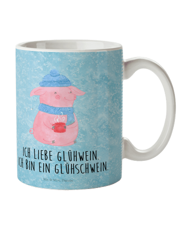 Mr. & Mrs. Panda Trinkbecher Schwein Glühwein mit Spruch in Eisblau