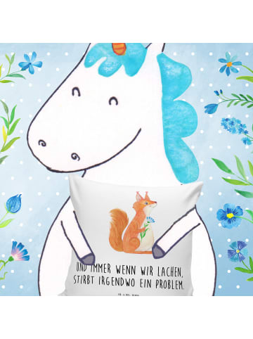 Mr. & Mrs. Panda zier kissen Eichhörnchen Blume mit Spruch in Weiß