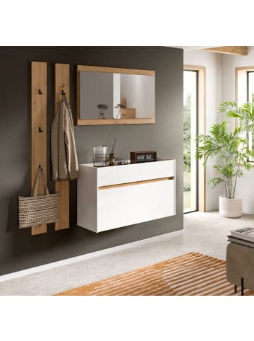 Inn.Furn Garderobe-Set weiß und Artisan Eiche, Garderobe 4-teilig, 172 x 197 cm