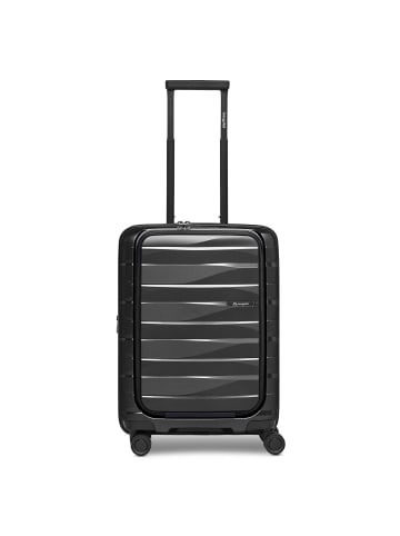 Bergpfeil Travel 4 Rollen Kabinentrolley 55 cm Laptopfach mit Dehnfalte in black night metallic