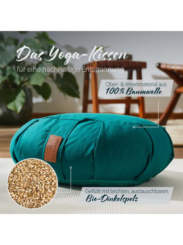 DoYourFitness Yoga-Kissen Ganesh gefüllt Dinkelspelz dunkelgrün Halbmond grün