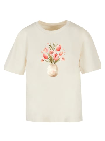F4NT4STIC Tee Rosa Frühlingsblumenstrauß in Vase in Whitesand