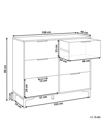 Beliani Kommode WALCOTT in Grün/Gold - (W) 108 x (H) 89 x (L) 40 cm