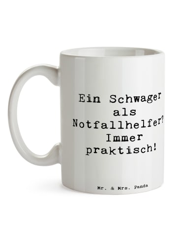 Mr. & Mrs. Panda Tasse Schwager Notfallhelfer mit Spruch in Weiß
