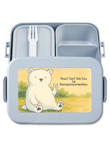 Mr. & Mrs. Panda MEPAL Bentobox Eisbär Faul Design mit Spruch in Blau Pastell