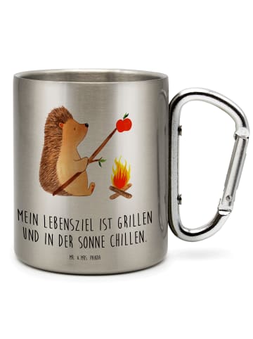 Mr. & Mrs. Panda Becher Igel Grillen mit Spruch in Silber