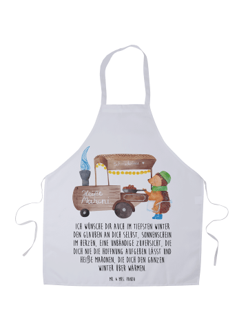 Mr. & Mrs. Panda Koch Schürze Igel Maronen mit Spruch in Weiß