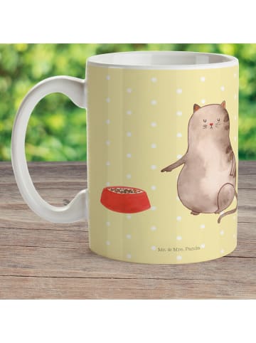 Mr. & Mrs. Panda Mehrwegbecher Katze Fressen ohne Spruch in Gelb Pastell