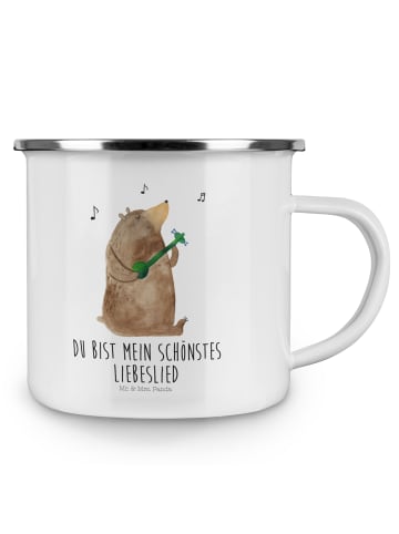 Mr. & Mrs. Panda Camping Emaille Tasse Bär Lied mit Spruch in Weiß