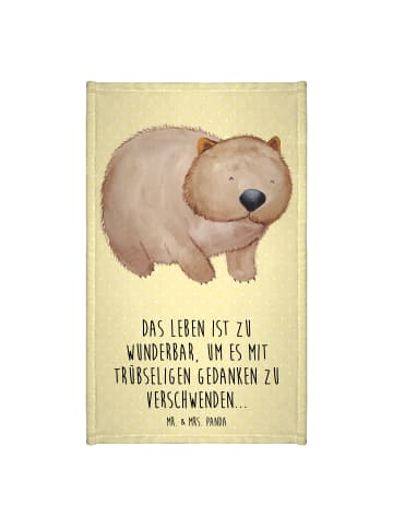Mr. & Mrs. Panda Gästehandtuch Wombat mit Spruch in Gelb Pastell