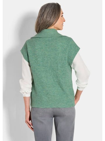 GOLDNER Melierte Weste mit Reißverschluss in hellgrün