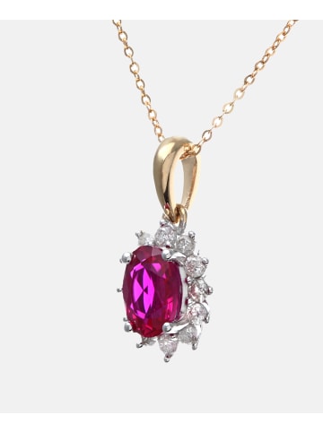 Diamant L'éternel Halskette mit Anhänger aus 375 Gelbgold mit 0.25 Karat Diamant mit Rubin