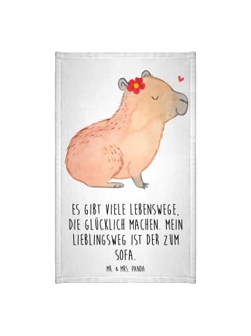 Mr. & Mrs. Panda Handtuch Capybara Blume mit Spruch in Weiß