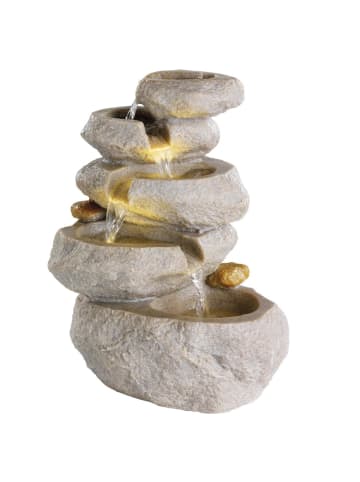 MARELIDA LED Gartenbrunnen Wasserfall Fels Kaskadenbrunnen H: 35cm in natur
