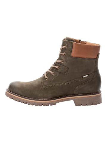 Camel Active Leder Schnürstiefel mit warmem Wollfutter in Khaki