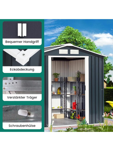 COSTWAY Gerätehaus 4,39 m³ Türgröße: 96x152cm in Grau