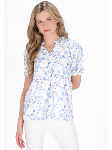 Usha Women Blouse in blue offwhite