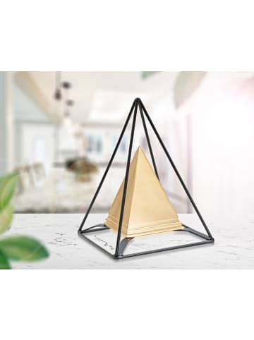 Mauro Ferretti Goldene Metallpyramide mit schwarzer Struktur, 15 x 15 x 21 cm