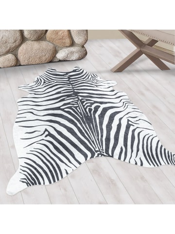 KADIMA DESIGN Teppich Waschbar Flachgewebe Tigerfell-Imitat Polyester Wohnzimmer in Schwarz