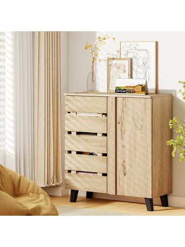 COSTWAY 4-stöckig Schuhschrank 80 x 33 x 87,5 cm in Hellbraun