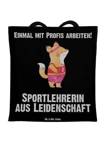 Mr. & Mrs. Panda Schultasche Sportlehrerin Leidenschaft mit Spruch in Schwarz