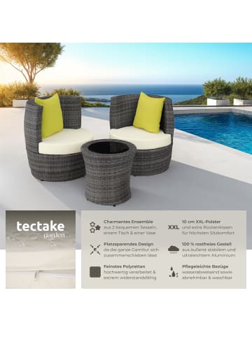 tectake Aluminium Rattan Gartenlounge, stapelbar, mit Sicherheitsglasplatte
