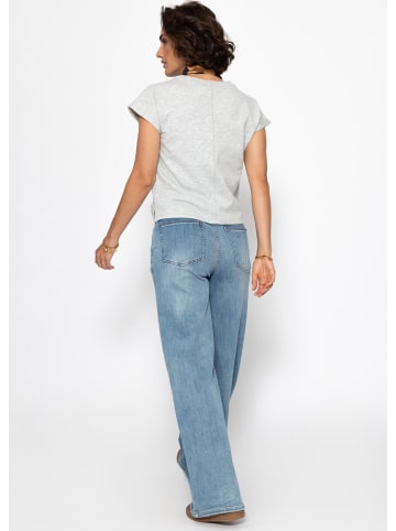 SASSYCLASSY Kurzarm Sweatshirt mit Rückendetail in Grau