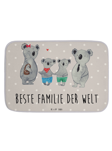 Mr. & Mrs. Panda Badteppich Koala Familie zwei mit Spruch in Grau Pastell