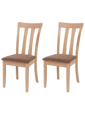 MCW 2er-Set Küchenstuhl G46, Naturfarbenes Gestell, braun