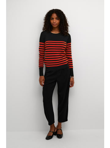 Kaffe Strickpullover KAlizza in Black / Red Stripe