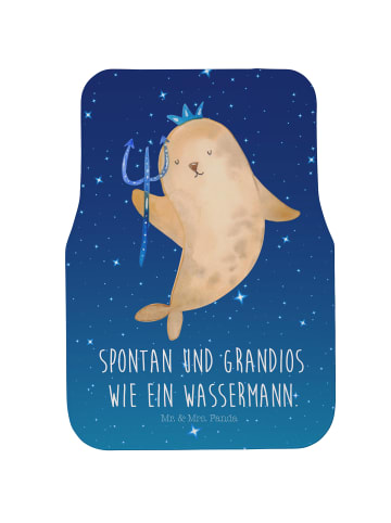 Mr. & Mrs. Panda Auto Fußmatte Sternzeichen Wassermann mit Spruch in Sternenhimmel Blau