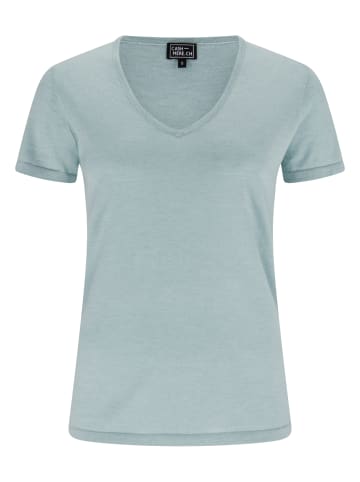 CASH-MERE.CH T-Shirt mit V-Ausschnitt in Minzgrün