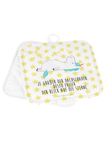 Mr. & Mrs. Panda Topflappen Einhorn Sternenhimmel mit Spruch in Weiß