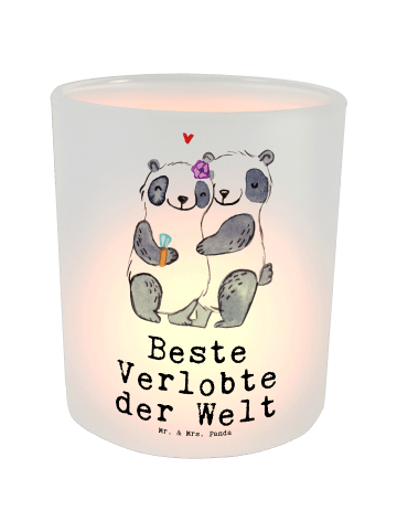 Mr. & Mrs. Panda Glas Windlicht Panda Beste Verlobte der Welt mi... in Transparent