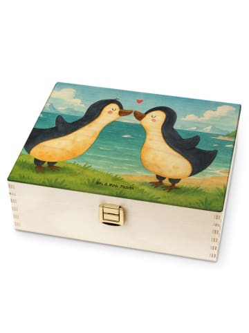 Mr. & Mrs. Panda Teebox Pinguine Kuss Design ohne Spruch in Weiß