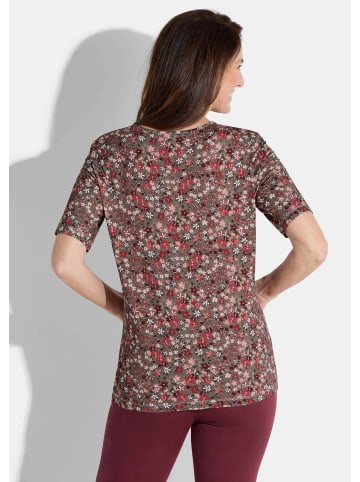 GOLDNER Shirt Shirt in braun / rot / weiß / gemustert